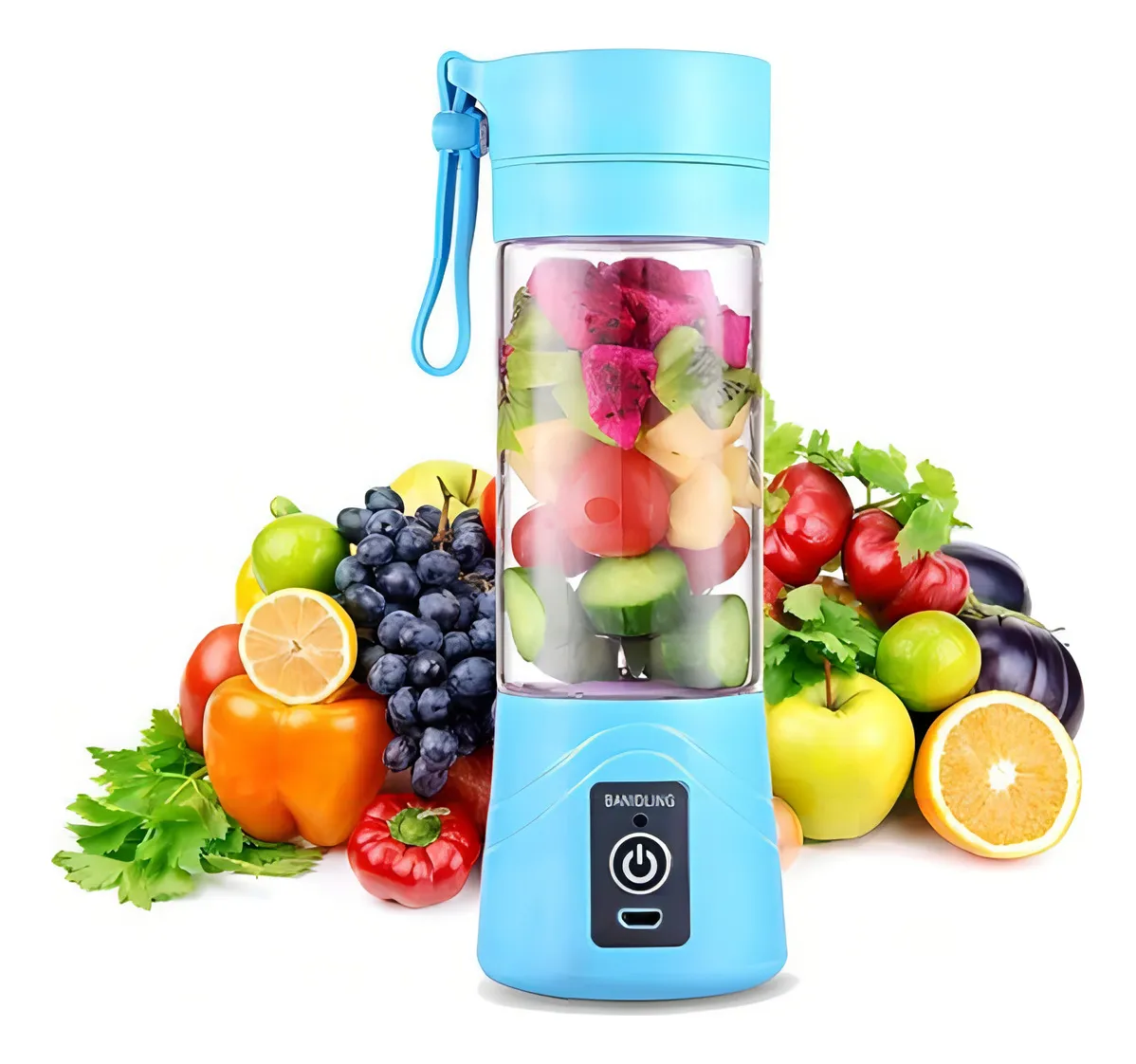 Licuadora Portatil Recargable Usb 380ml Celeste