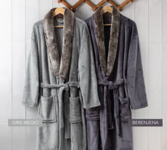 Bata Adulto de Flannel Fleece con Cuello Talle S/XL